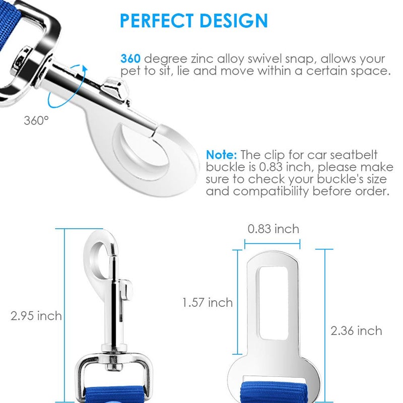 URPOWER 2 Pack Dog Seat Belt, Retractable Dog Car Harness Adjustable Pet Safety Belt with Elastic Bungee Buffer, Heavy Duty & Durable & 360 Degree Swivel Dog Seatbelts - Image 3